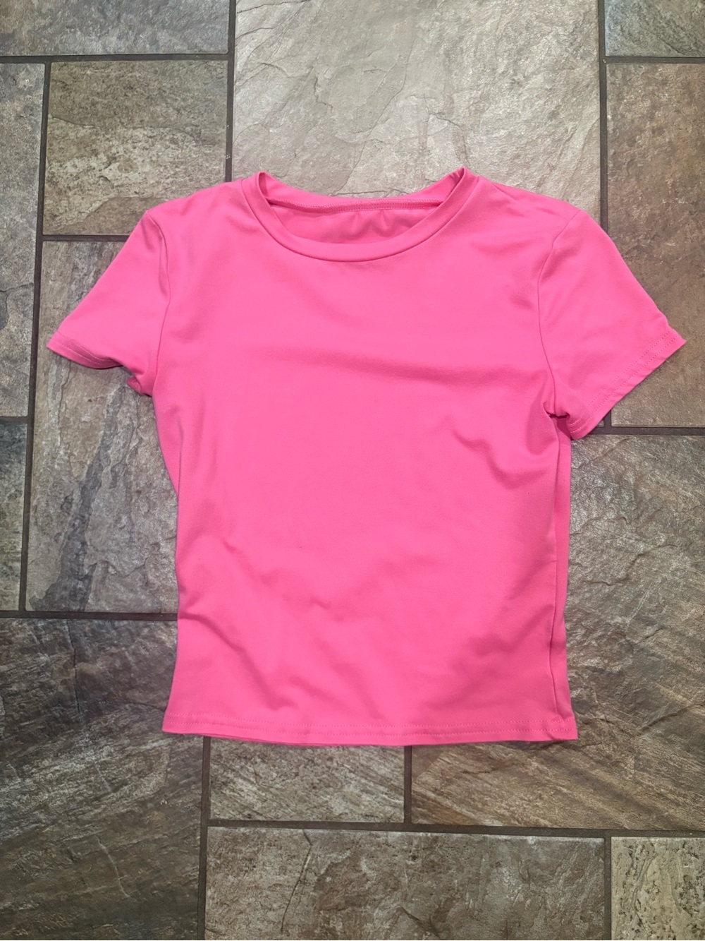 SHEIN Hot Pink Short Sleeve Crewneck Tee